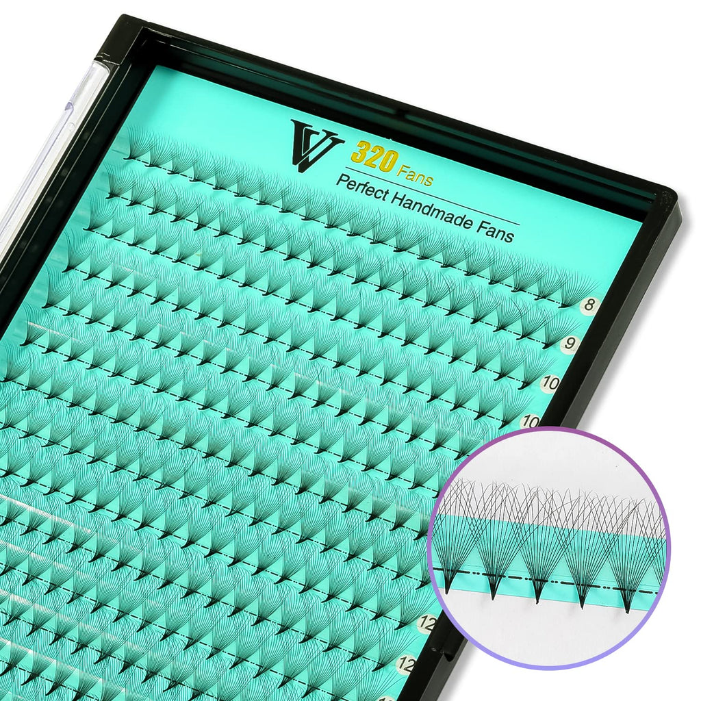 VAVALASH Premade Fans Eyelash Extensions — 320 Fans Tray (16D-0.03-C, Middle Stem, Heat Bonded)