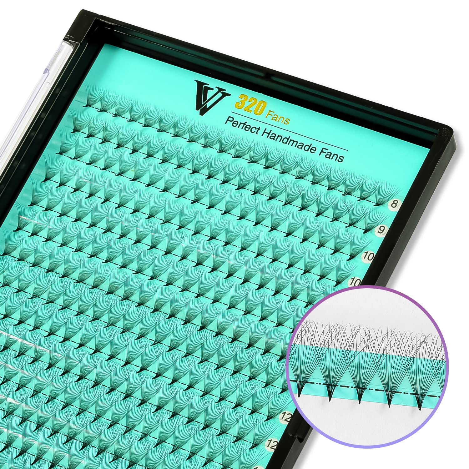 VAVALASH Premade Fans Eyelash Extensions — 320 Fans Tray (16D-0.03-C, Middle Stem, Heat Bonded)