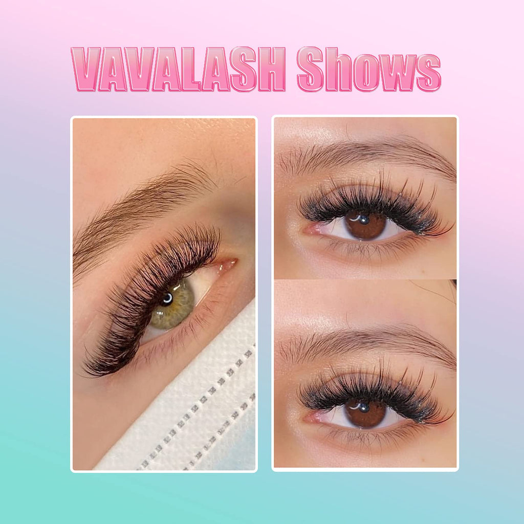 VAVALASH Premade Fans Eyelash Extensions — 320 Fans Tray (16D-0.03-C, Middle Stem, Heat Bonded)