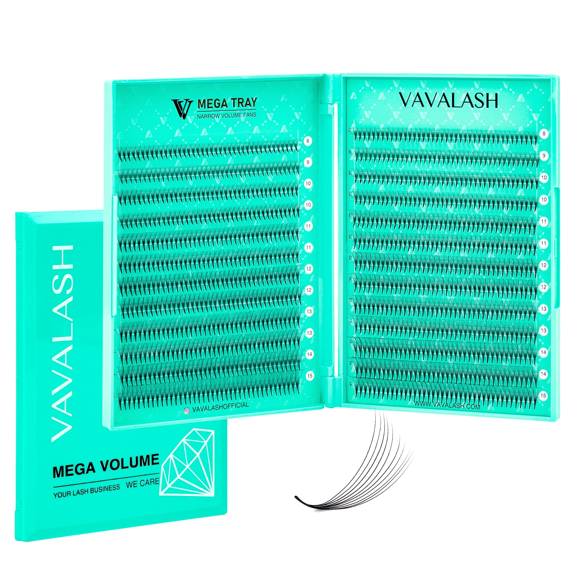 VAVALASH Premade Fans Eyelash Extensions 6D-16D | 0.05/0.07 Thick, C/D Curl, 8-15mm Mixed Length