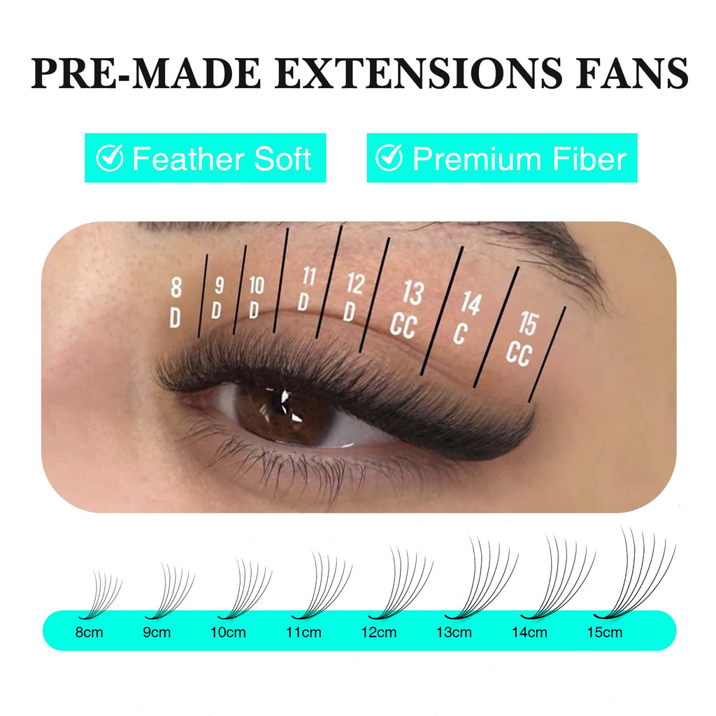 VAVALASH Premade Fans Eyelash Extensions 6D-16D | 0.05/0.07 Thick, C/D Curl, 8-15mm Mixed Length