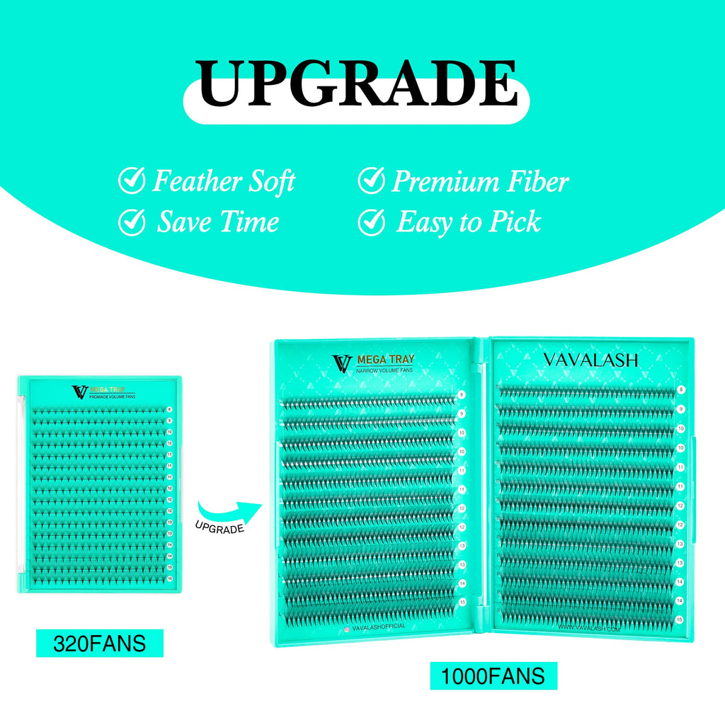 VAVALASH Premade Fans Eyelash Extensions – 6D-16D, 0.05/0.07 Thick, C/D Curl, Mixed Length 8-15mm