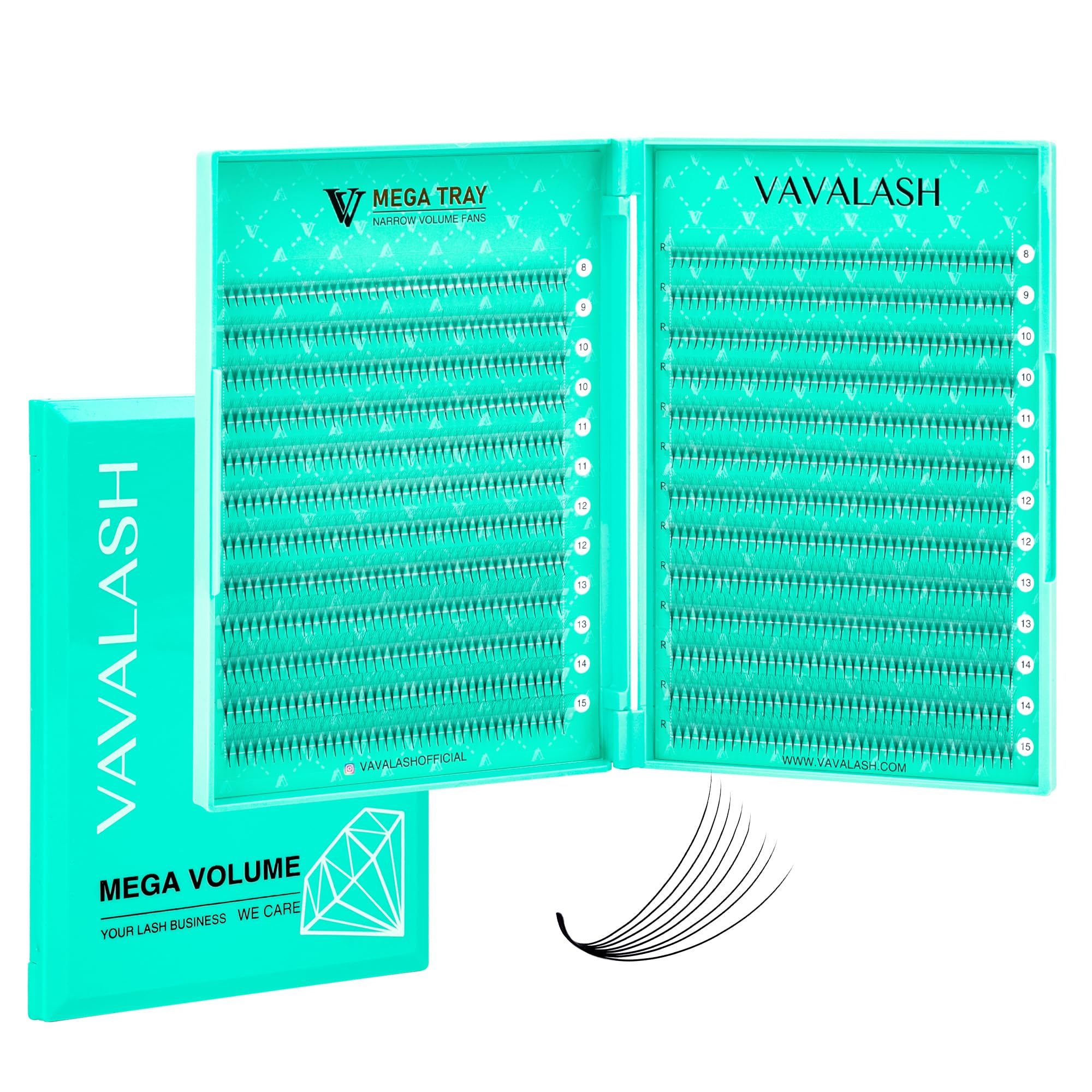 VAVALASH Premade Fans Eyelash Extensions – 6D-16D, 0.05/0.07 Thick, C/D Curl, Mixed Length 8-15mm