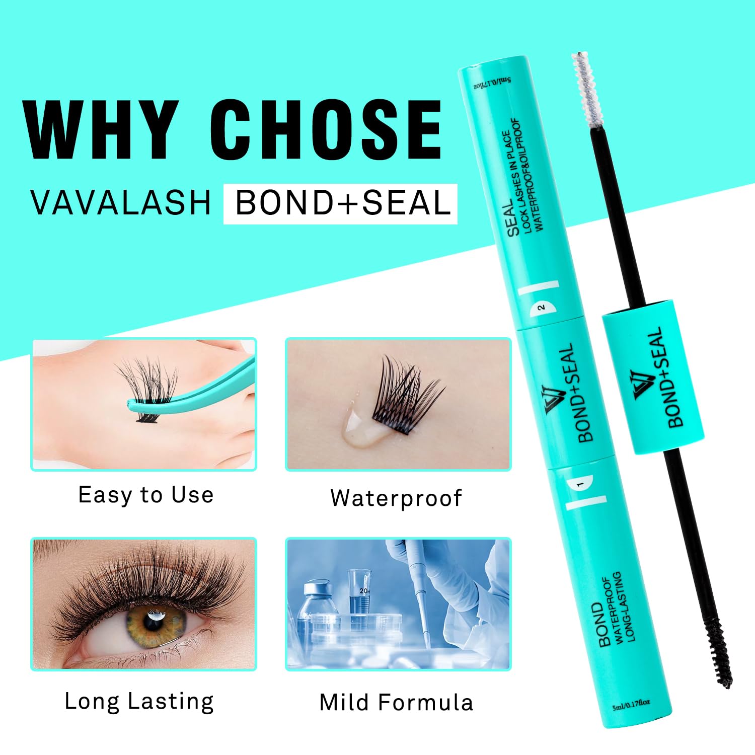 VAVALASH Lash Bond & Seal 2-in-1 Waterproof Lash Glue for DIY Extensions