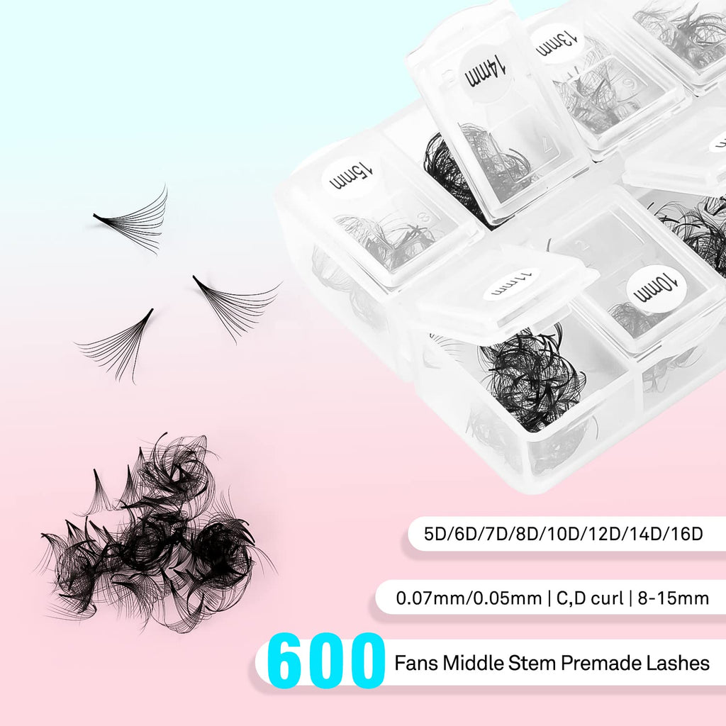 VAVALASH 600 Fans Premade Loose Fans for Volume Lash Extensions | 8-15mm Mixed Length