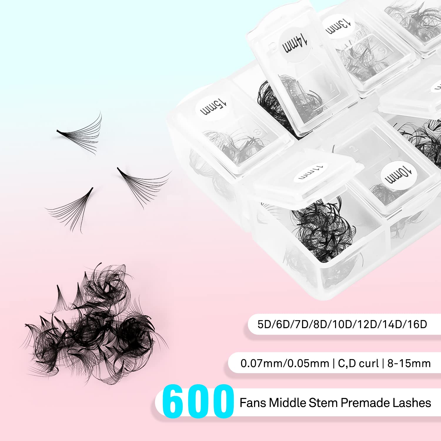 VAVALASH 600 Premade Lash Fans – 5D-24D Promade Loose Fans, Thin Base