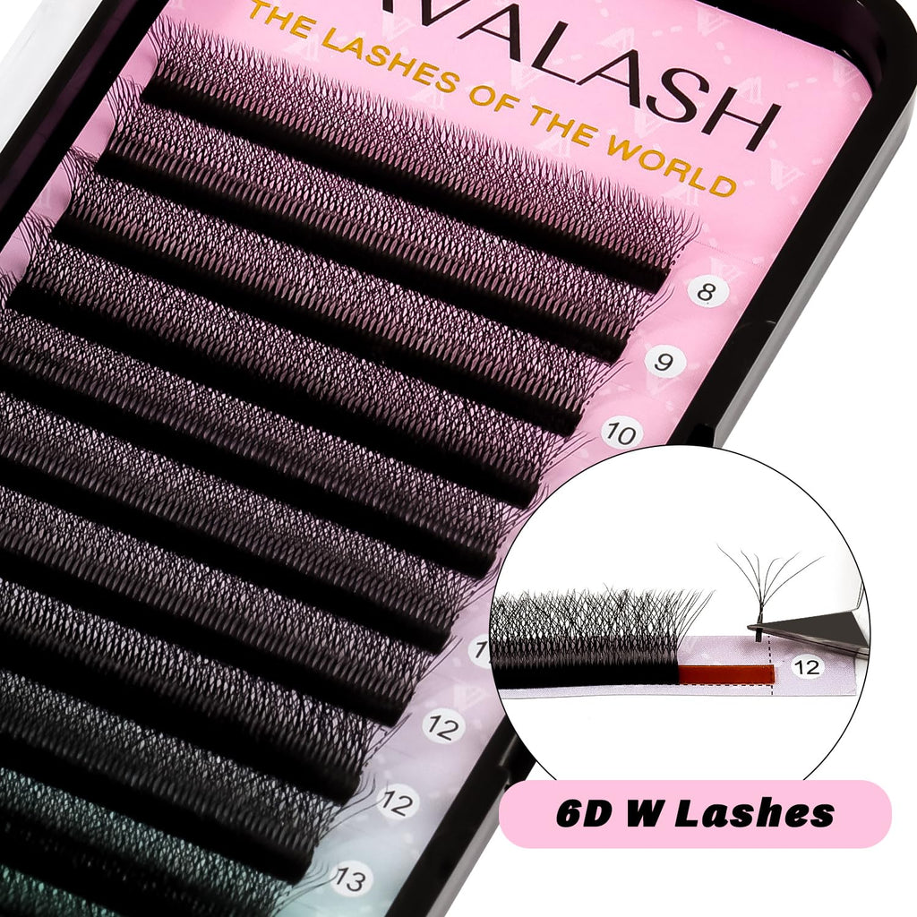 VAVALASH 6D W Shape Premade Fans – Easy Fanning, 0.07D Curl, Matte Black Volume Lashes