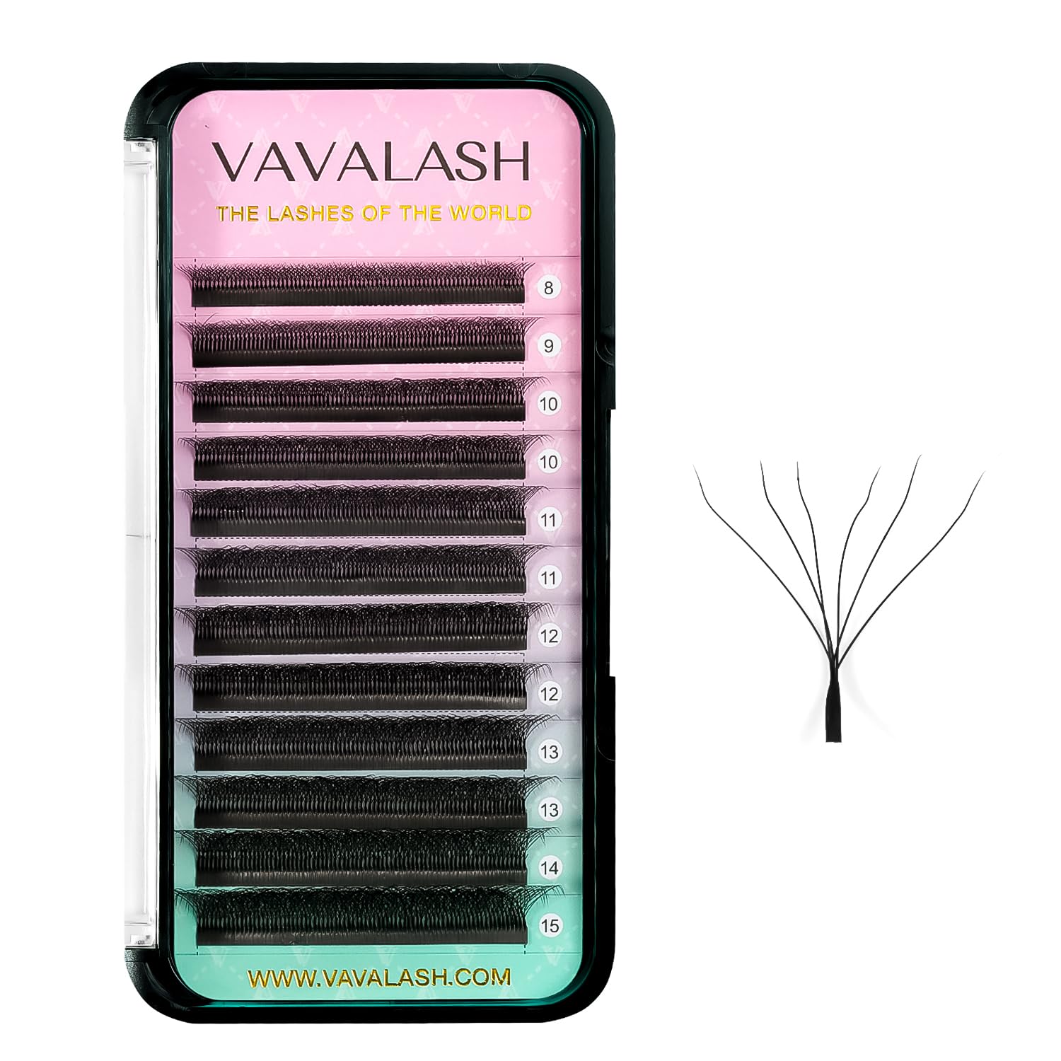 VAVALASH 6D W Shape Premade Fans 0.07 C Curl – Easy Fanning, Matte Black Lashes