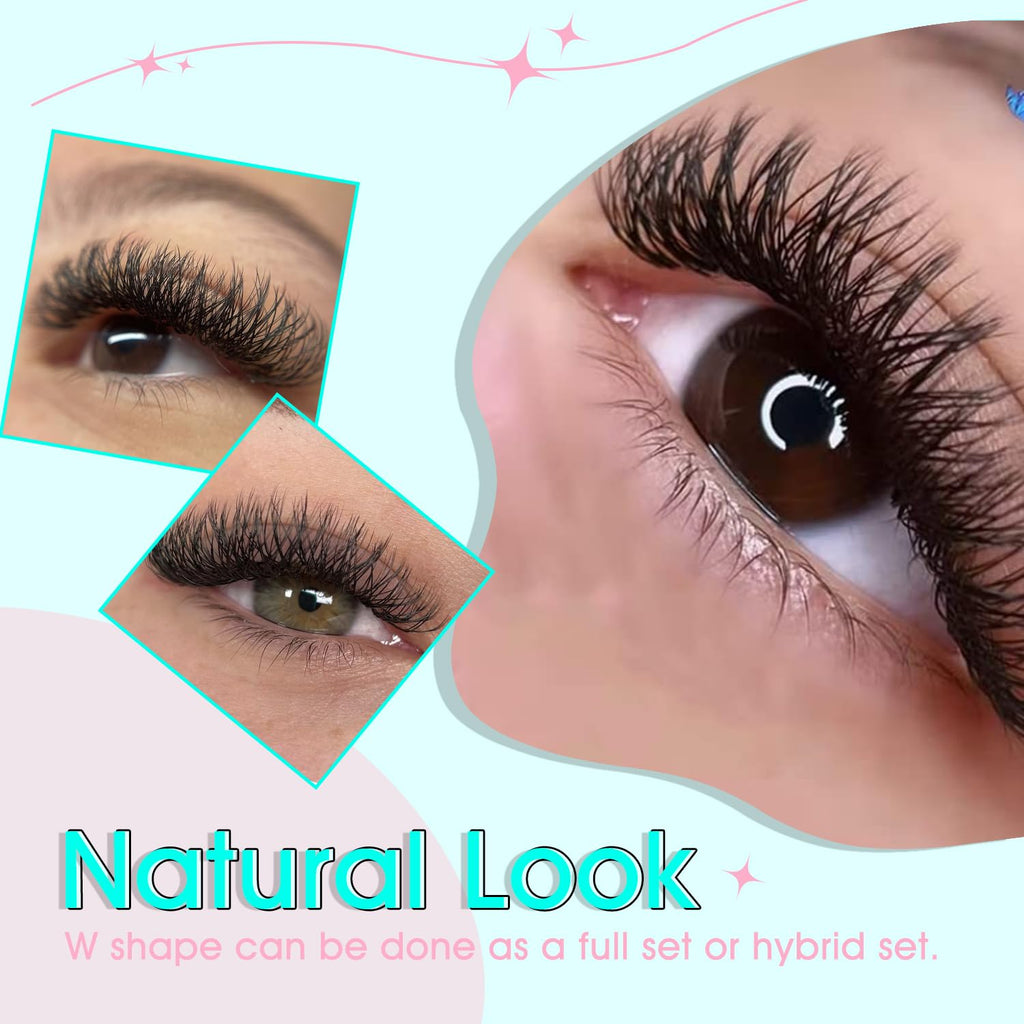 VAVALASH 7D W Shape Eyelash Extensions – Premade Fans, 0.07 D Curl, Matte Black
