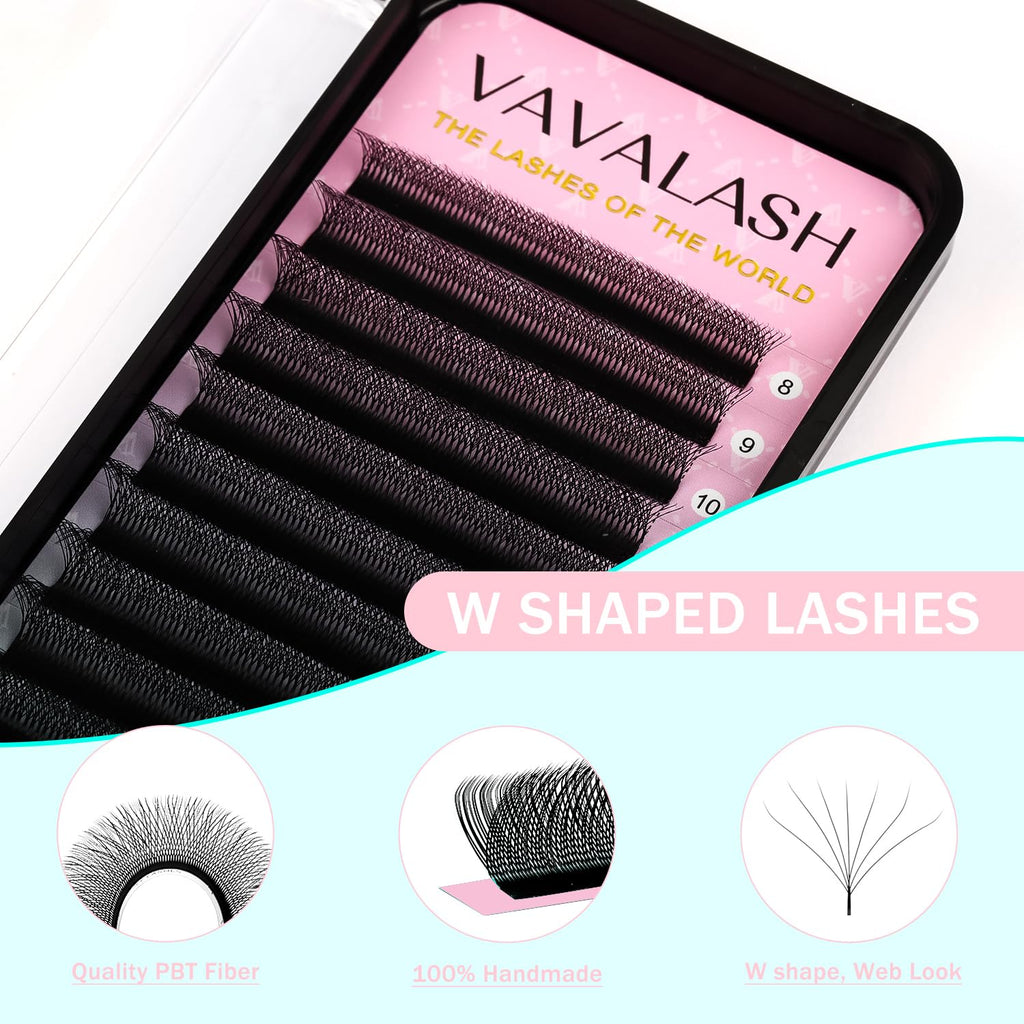 VAVALASH 7D W Shape Eyelash Extensions – Premade Fans 0.07 C Curl 8-15mm