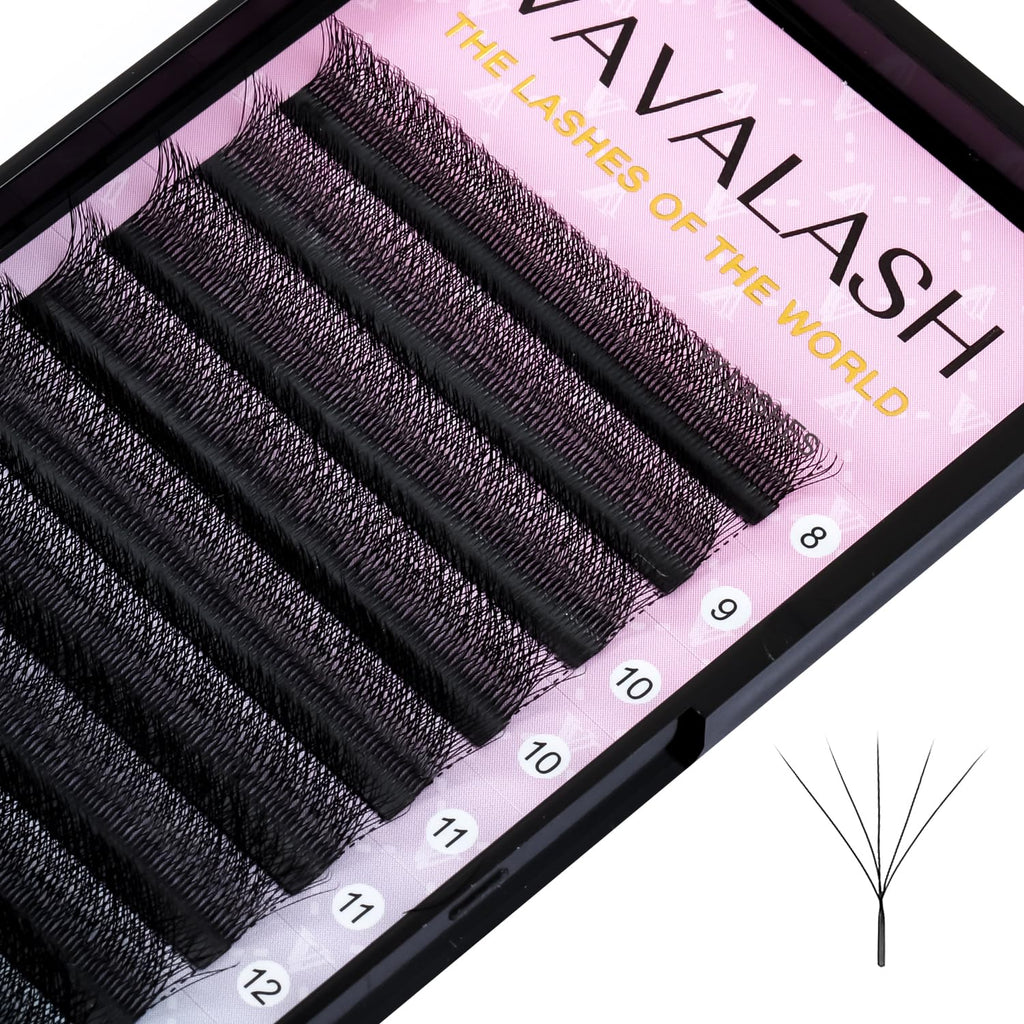 VAVALASH W-shaped 5D Premade Fans Lashes - 0.07 D Curl Matte Black