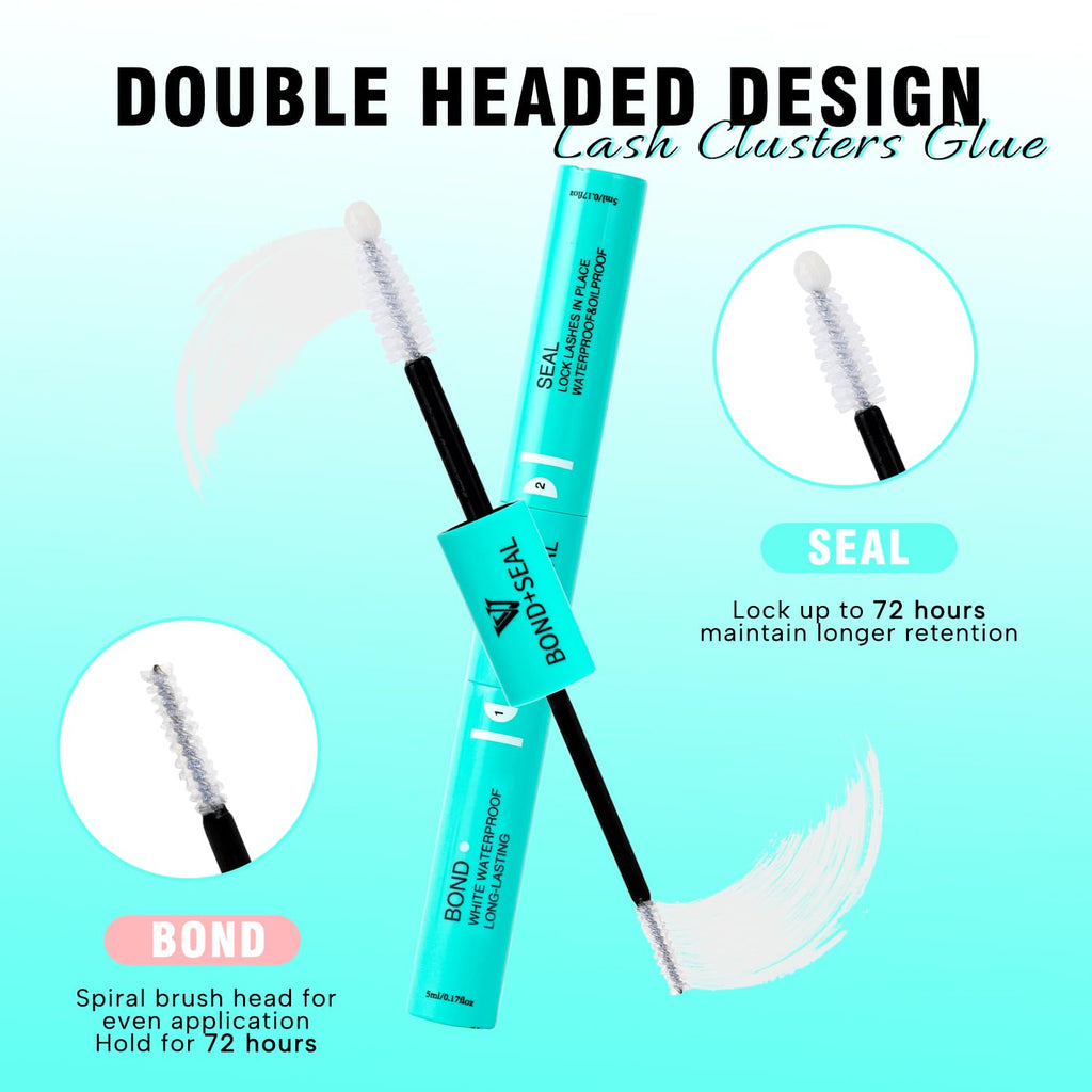 VAVALASH 3-in-1 Clear Lash Bond & Seal Glue for DIY Lashes – Waterproof, 6-7 Day Hold + Remover (White)