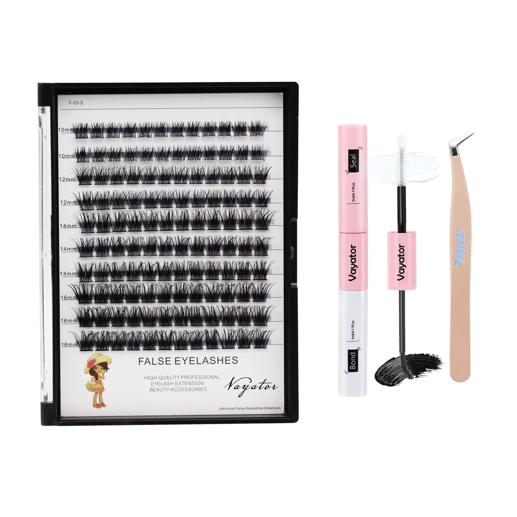 VAYATOR Lashes Mixed Kit — 8–20mm D Curl & DD Curl False Lashes, Bond & Seal Kit
