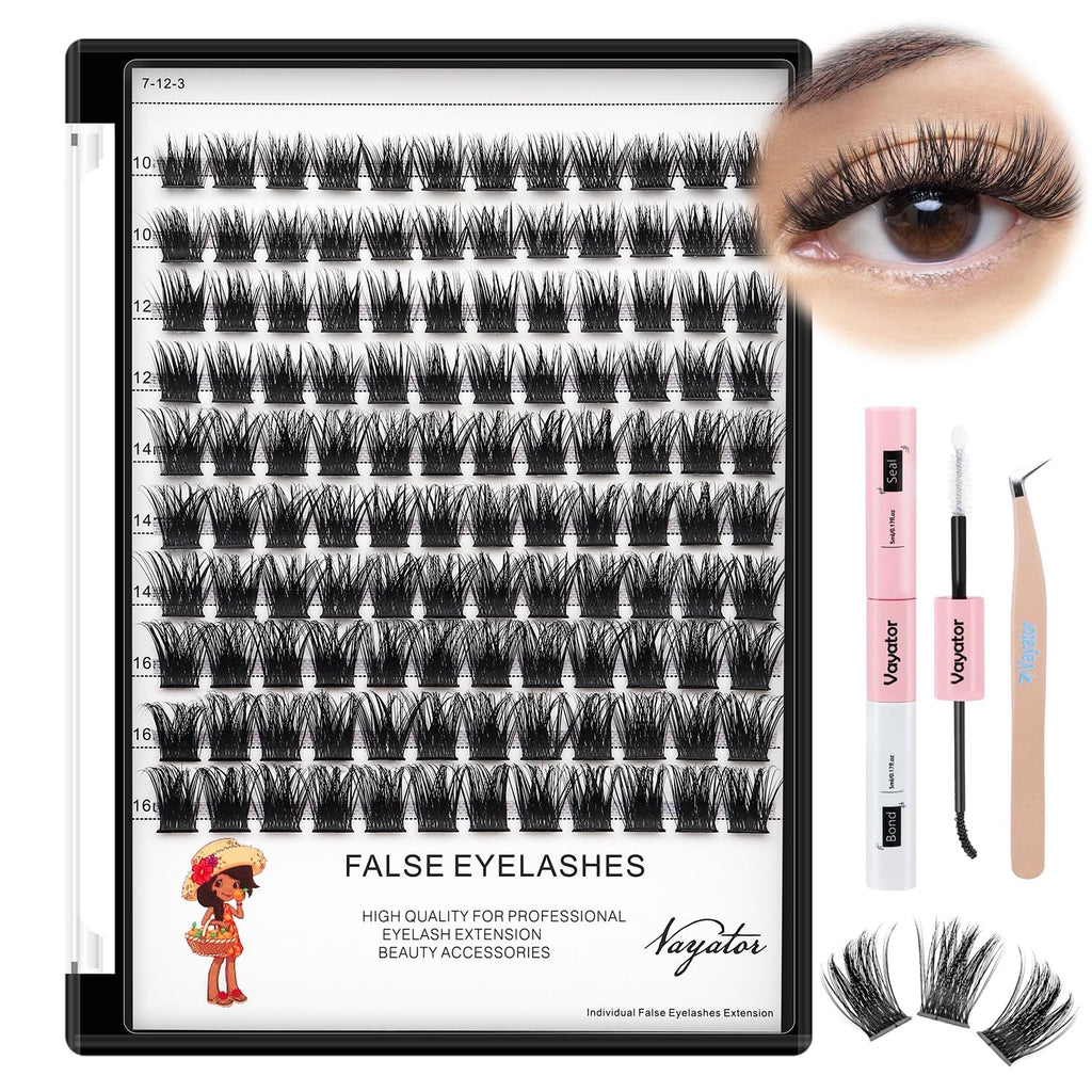 VAYATOR Lashes Mixed Kit — 8–20mm D Curl & DD Curl False Lashes, Bond & Seal Kit