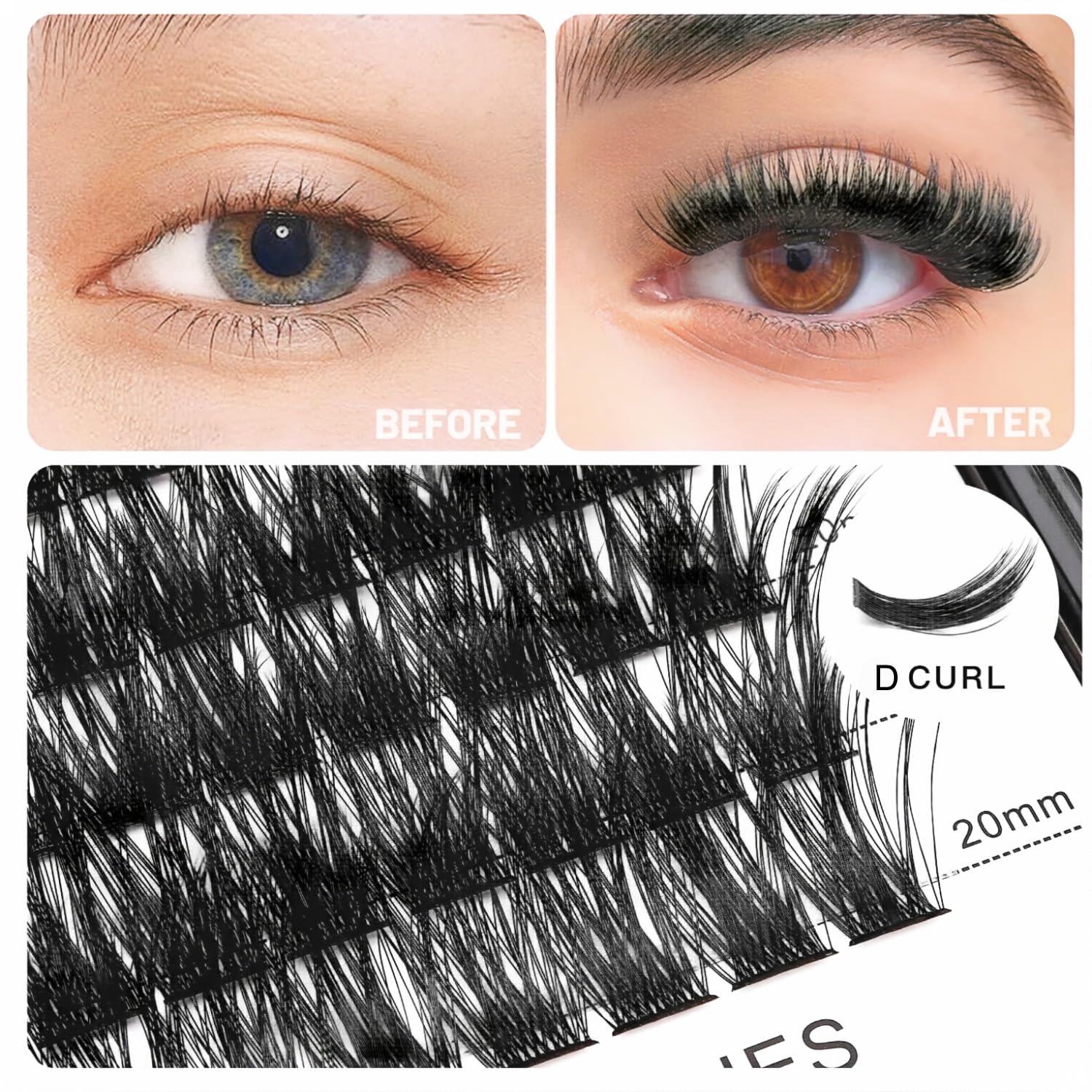 VAYATOR Lashes Mixed Kit — 8–20mm D Curl & DD Curl False Lashes, Bond & Seal Kit
