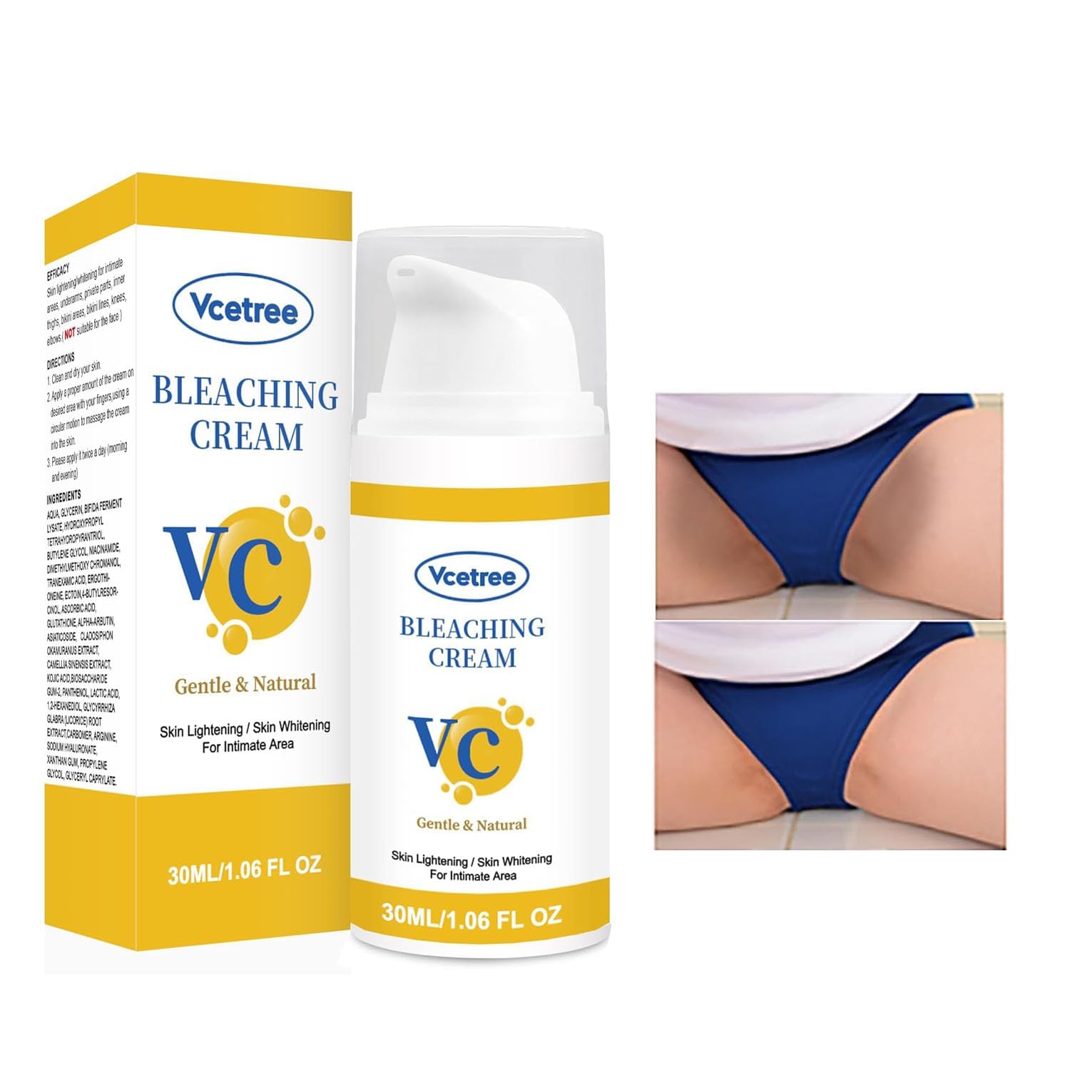 Vcetree Skin Bleaching Cream for Intimate Areas | Gentle Lightening & Even Tone (1 oz)