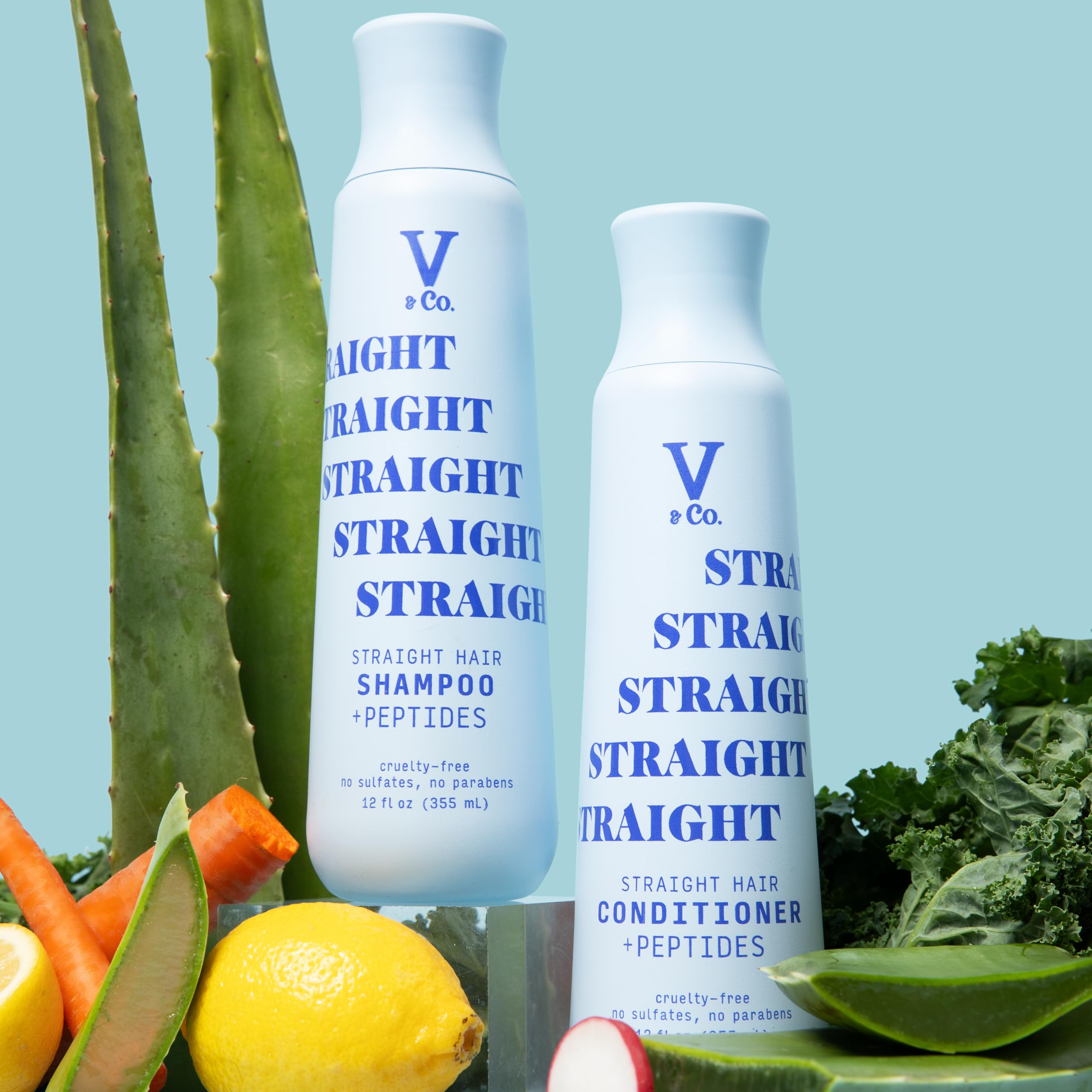 V&Co. Straight Hair Moisturizing Shampoo with Peptide Technology, 12 oz