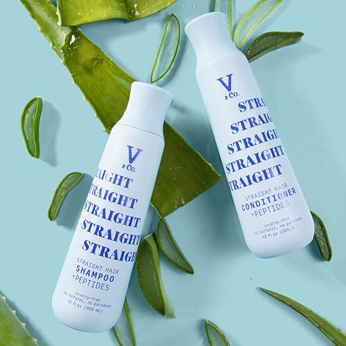 V&Co. Straight Hair Moisturizing Shampoo with Peptide Technology, 12 oz
