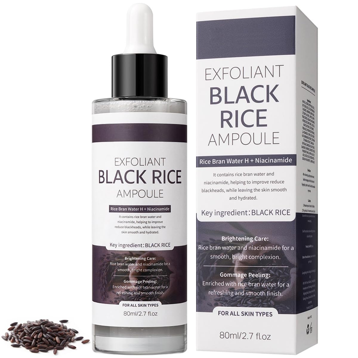 Veakoo Peel Shot Glow Black Rice Exfoliant Ampoule – Gentle Exfoliating Brightening Serum, 80ml