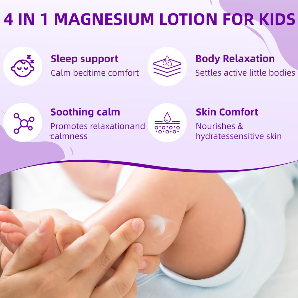 Veakson Magnesium Lotion for Kids & Babies – Lavender Sleep Support, 4 oz
