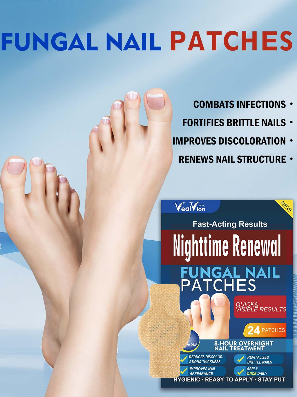 Vealvion Nail Patches — Extra Strength Overnight Nail Repair (8-Hour)