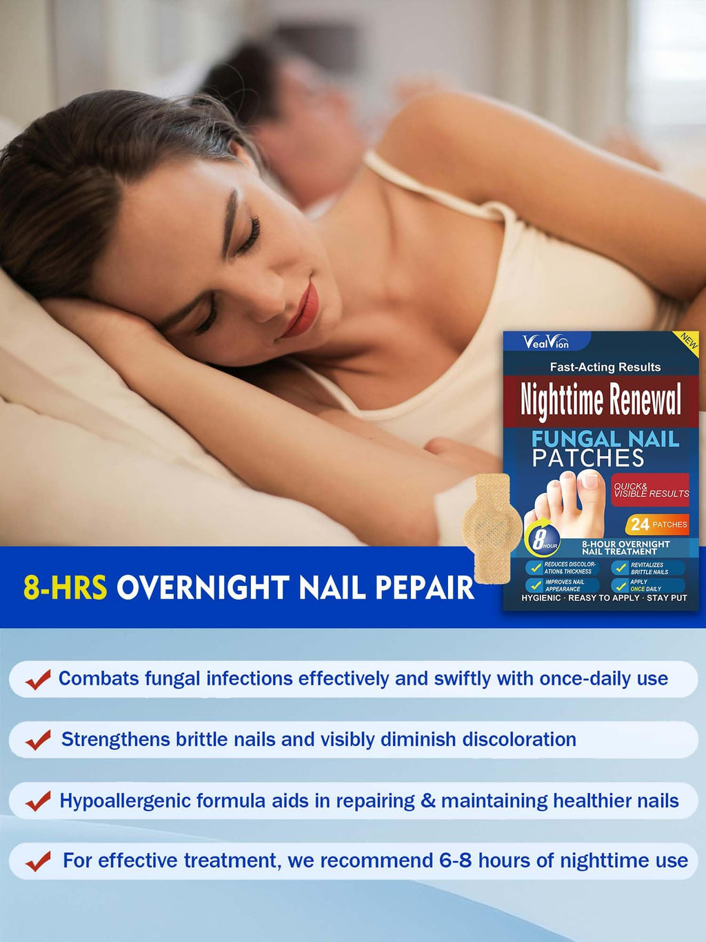 Vealvion Nail Patches — Extra Strength Overnight Nail Repair (8-Hour)