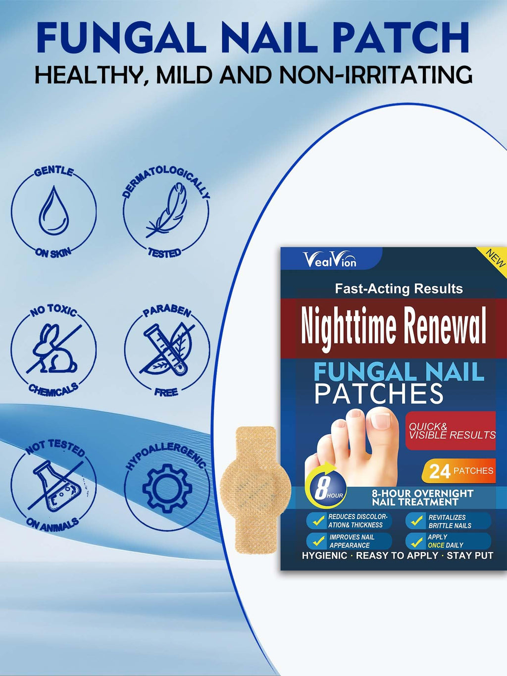 Vealvion Nail Patches — Extra Strength Overnight Nail Repair (8-Hour)