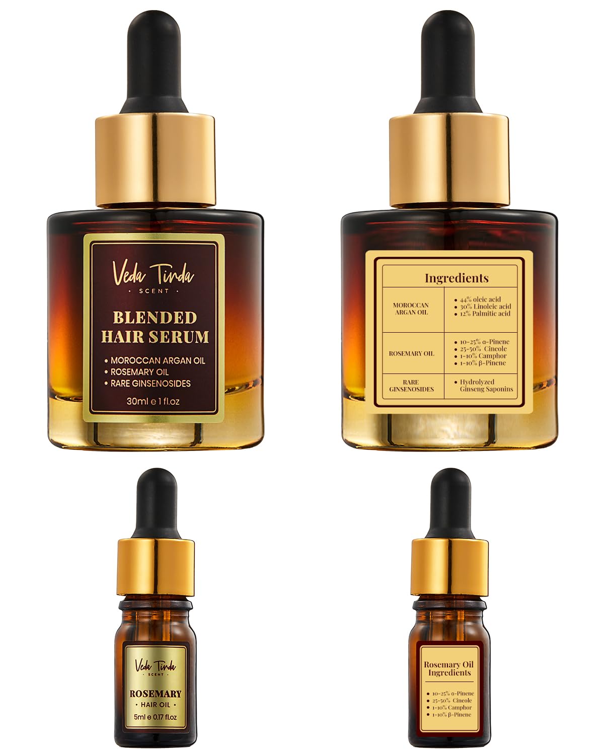 Hair Care Essential Set | Scalp Massager, Argan Rosemary Serum | VEDA TINDA SCENT