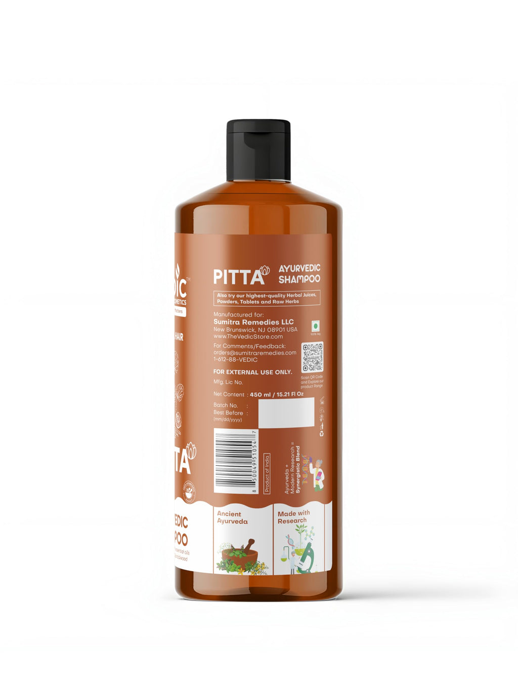 Vedic Juices Vedic Pitta Ayurvedic Shampoo for Normal Hair – 16.9 oz with Coconut & Sandalwood Oils