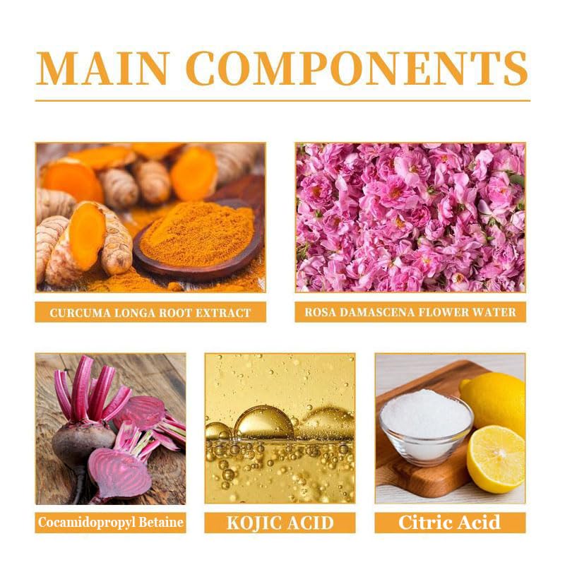 VEECENT Turmeric & Kojic Acid Brightening Foaming Cleanser | Hydrating Facial Cleanser for All Skin Types