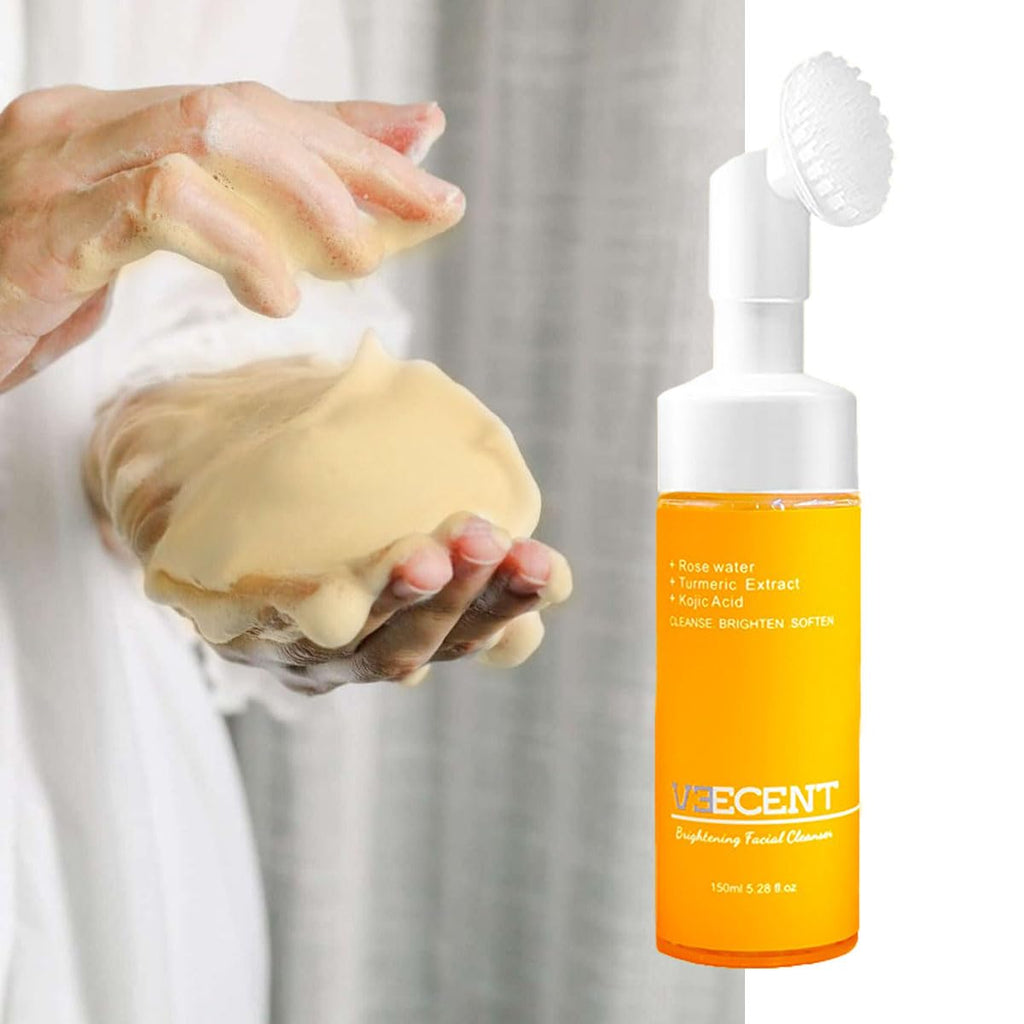 VEECENT Turmeric & Kojic Acid Brightening Foaming Cleanser | Hydrating Facial Cleanser for All Skin Types