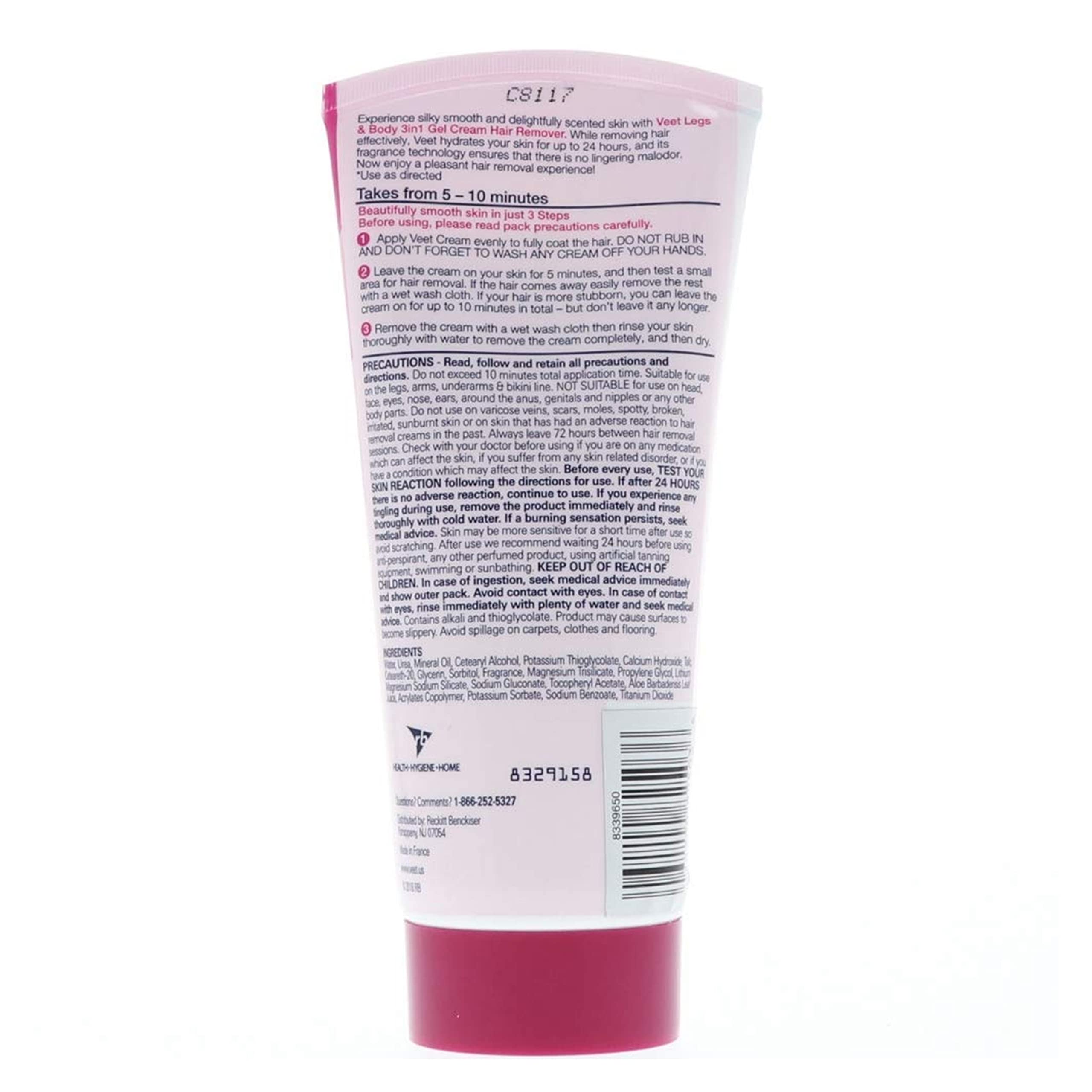 Veet Fast Acting Gel Cream Hair Remover for Women – 6.78 oz (Pack of 3)