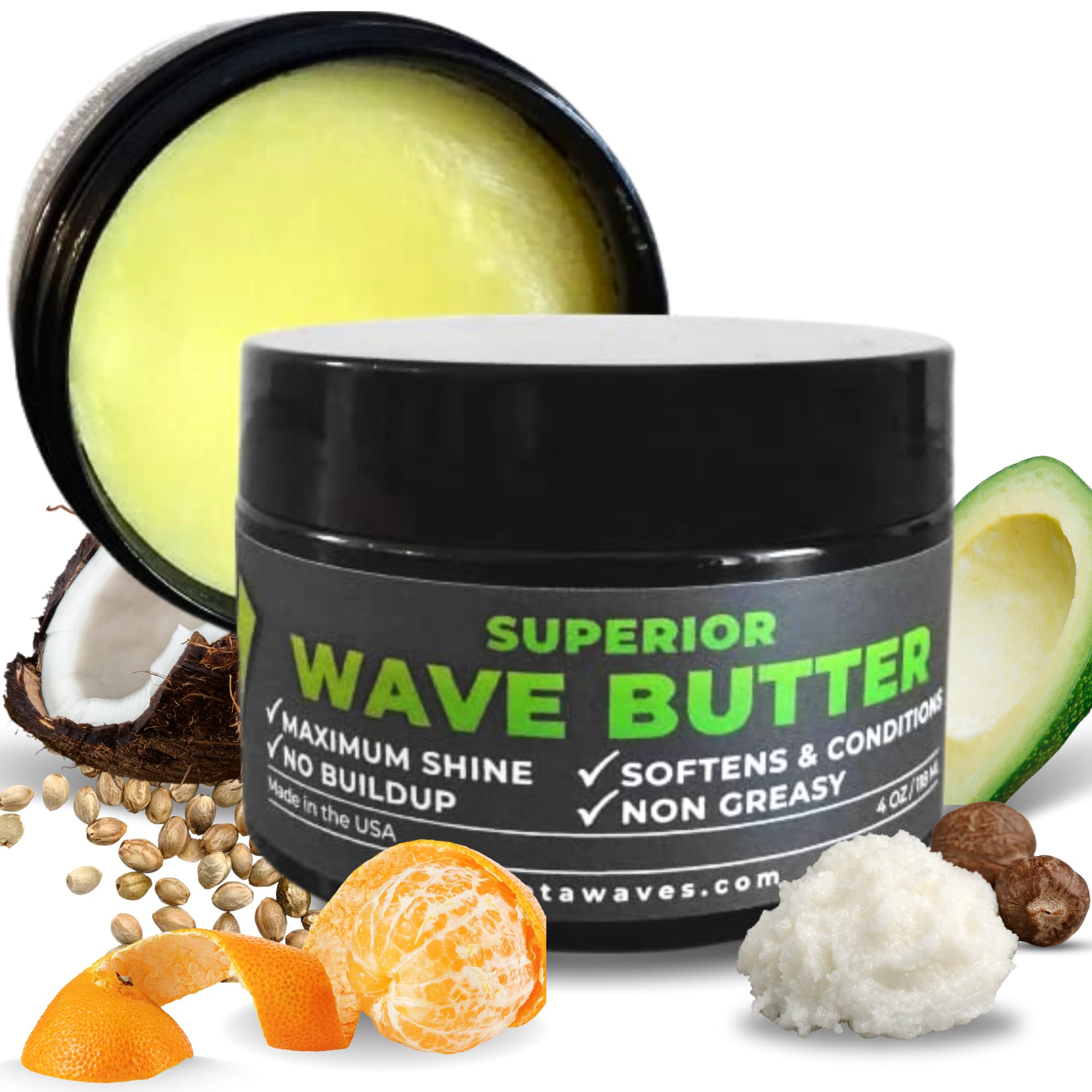 Veeta Superior Wave Grease - Maximum Shine, Non-Greasy Shea & Tangerine Wave Conditioner for Men (4 oz)