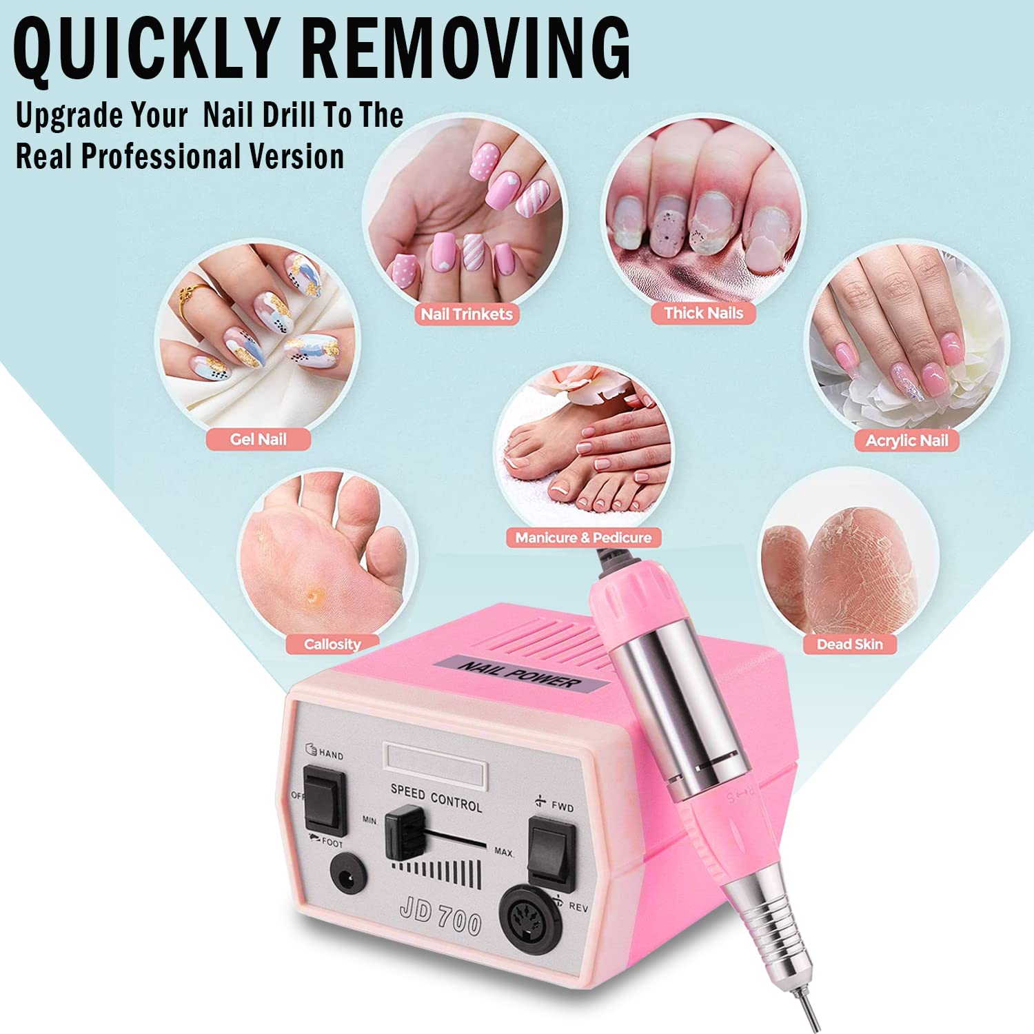 Véfaîî JD700 Nail Drill – Upgraded 30,000 RPM Electric Nail File for Acrylics