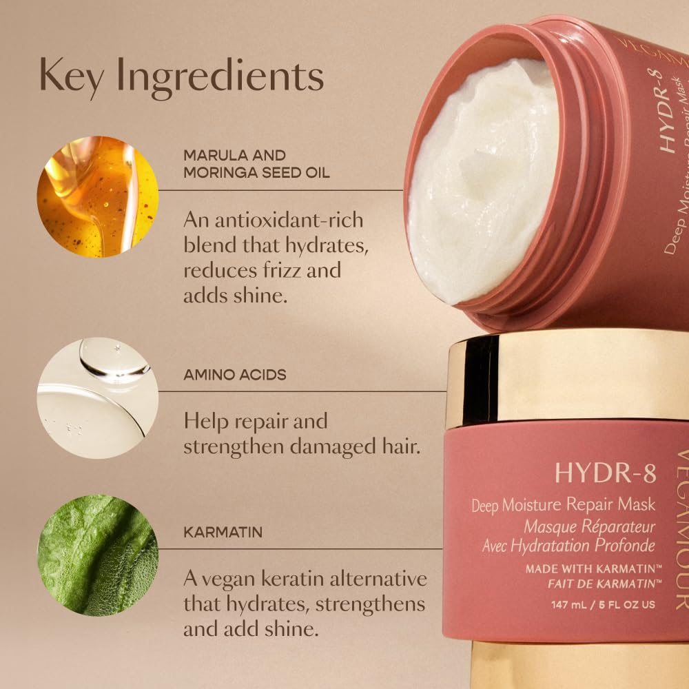 VEGAMOUR HYDR-8 Deep Moisture Repair Mask | Sulfate-Free Deep Conditioner for Dry, Damaged Hair 5 fl oz