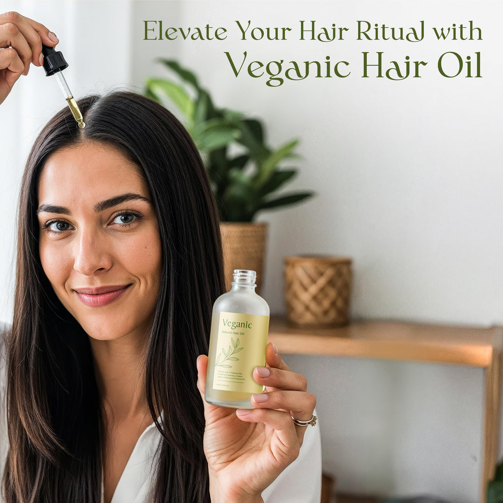 Veganic Hair Growth Oil for Women — 11 Botanicals, Non-GMO, 30-Day Supply