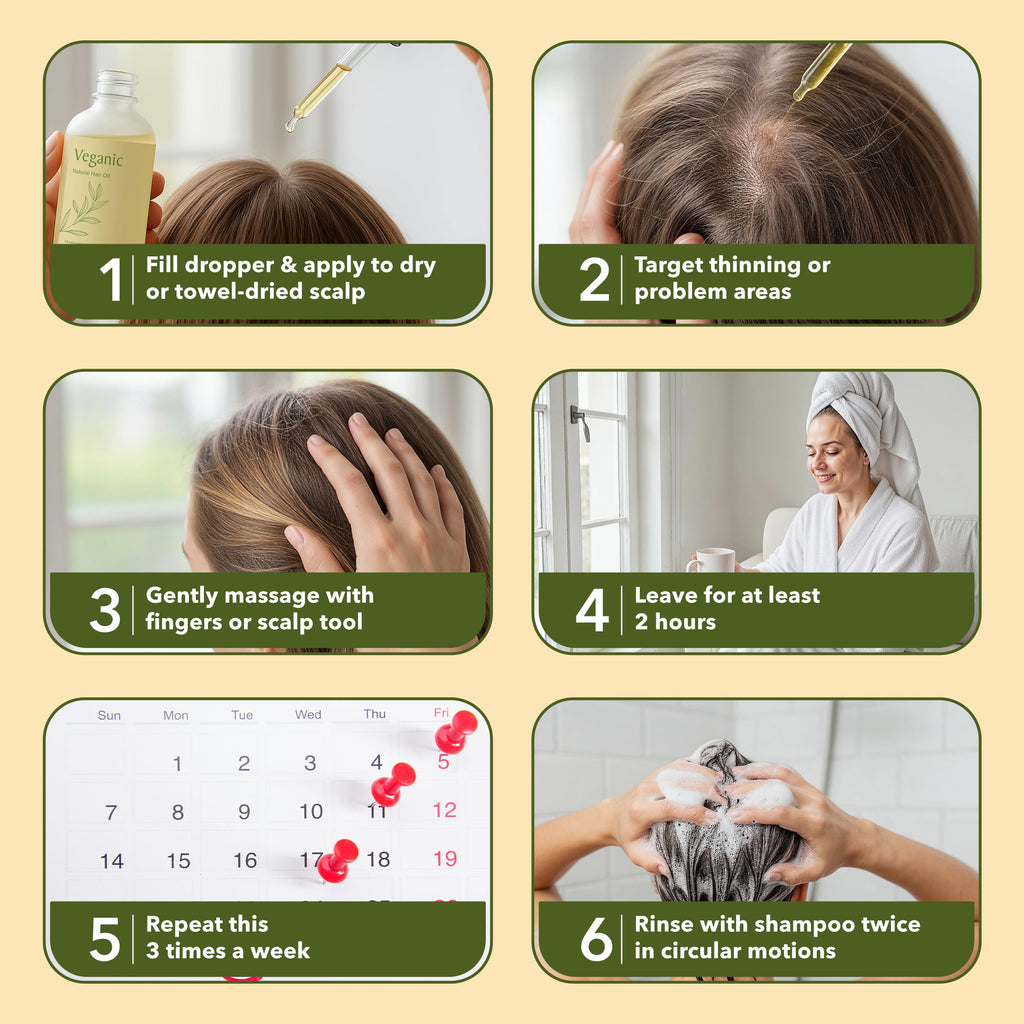 Veganic Hair Growth Oil for Women — 11 Botanicals, Non-GMO, 30-Day Supply