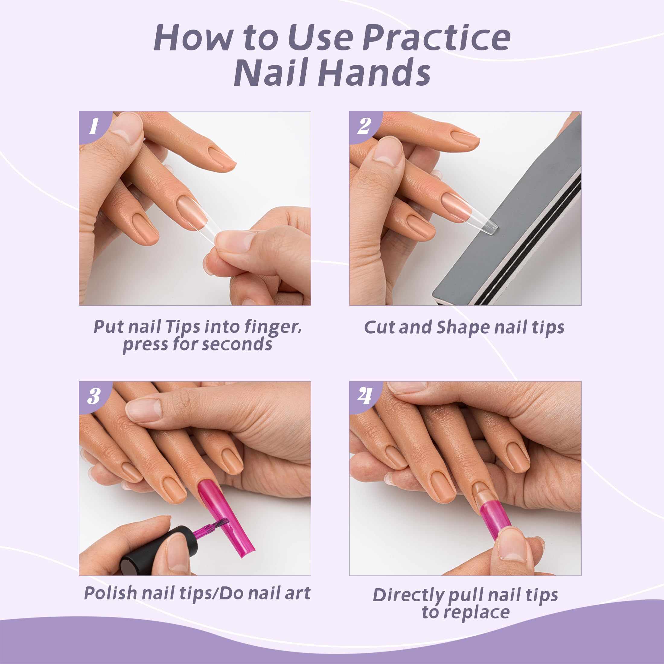 Veikmv Nail Silicone Practice Hand | Acrylic Nail Training & Nail Art Tools
