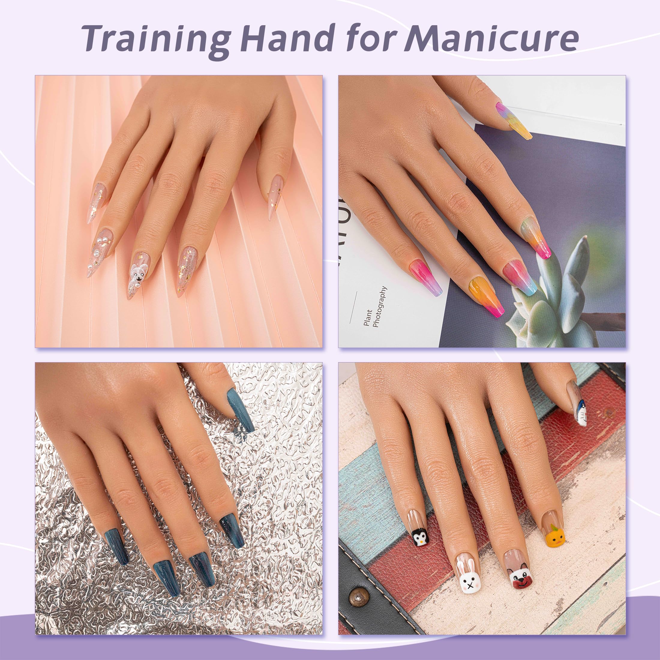 Veikmv Nail Silicone Practice Hand | Acrylic Nail Training & Nail Art Tools