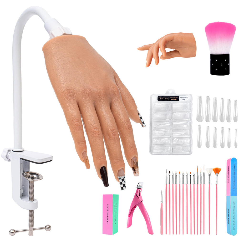 Veikmv Nail Silicone Practice Hand | Acrylic Nail Training & Nail Art Tools