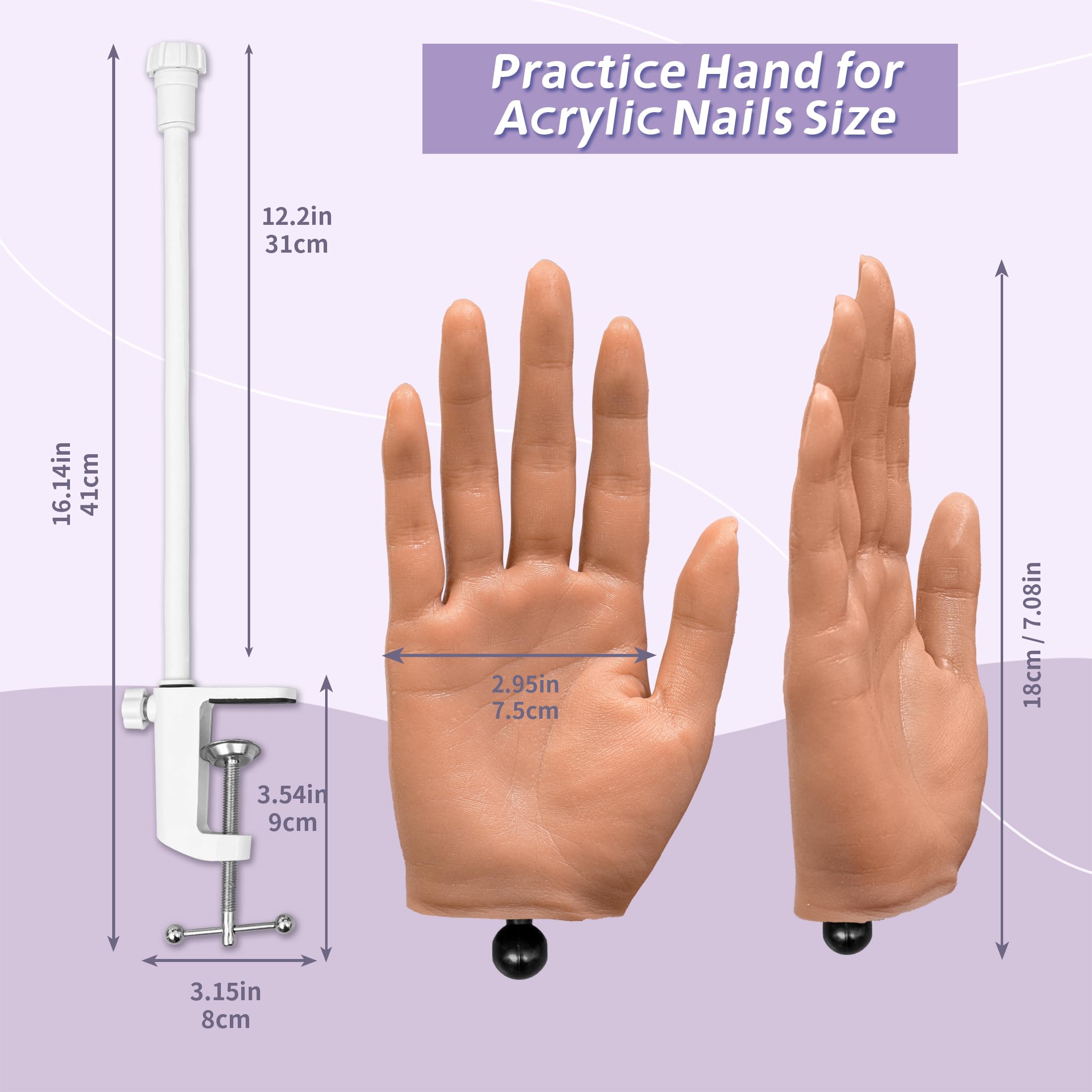 Veikmv Nail Silicone Practice Hand | Acrylic Nail Training & Nail Art Tools