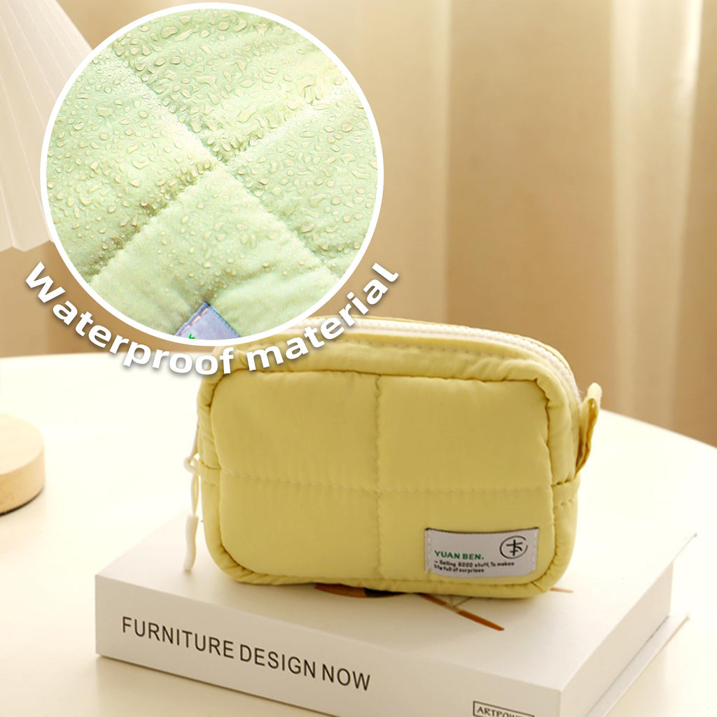Veki Puffy Makeup Bag Small Yellow – Travel Cosmetic Organizer