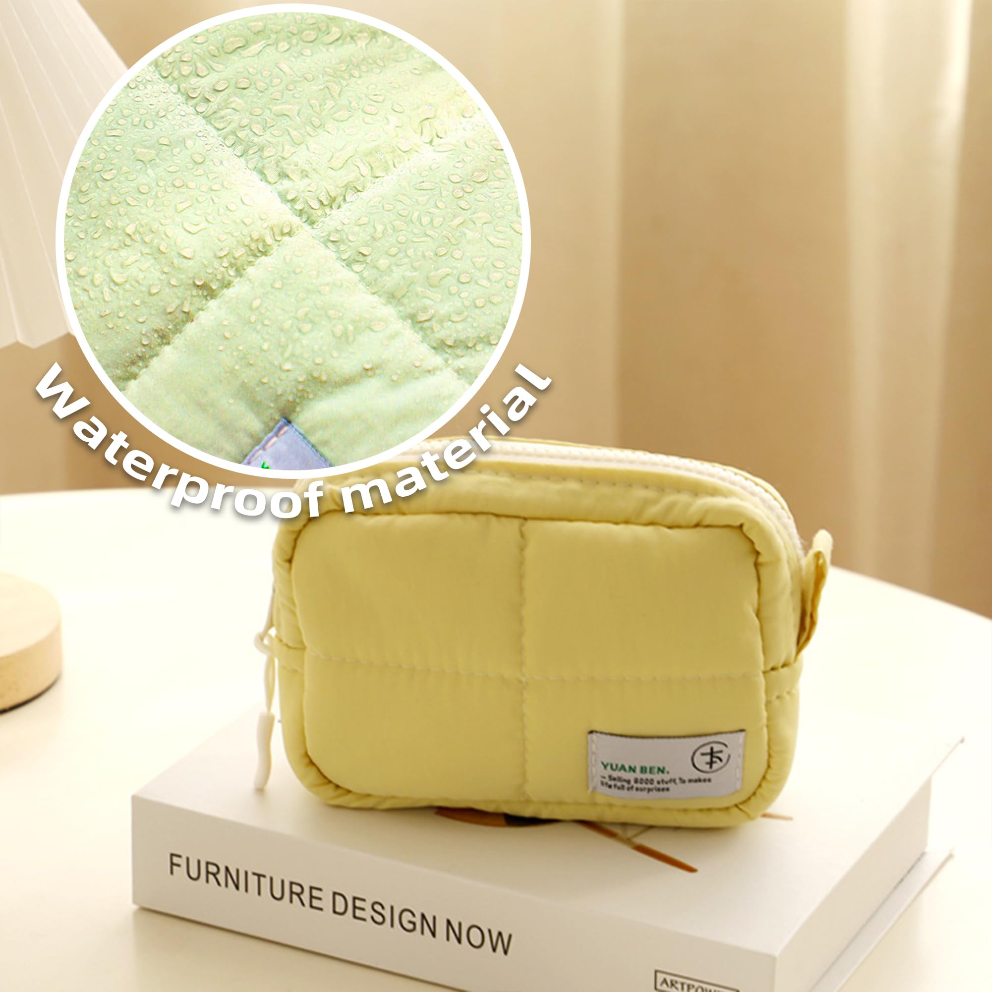 Veki Puffy Makeup Bag Small Yellow – Travel Cosmetic Organizer