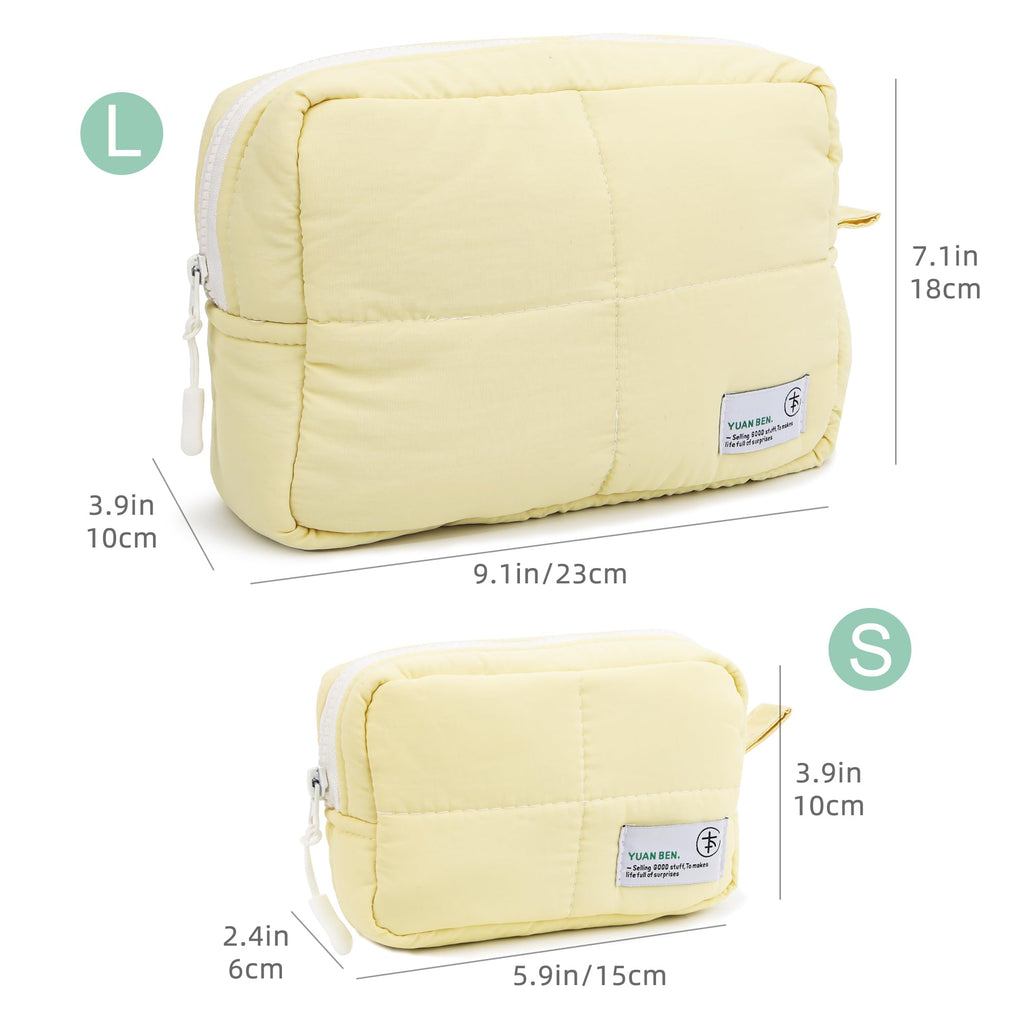 Veki Puffy Makeup Bag Small Yellow – Travel Cosmetic Organizer