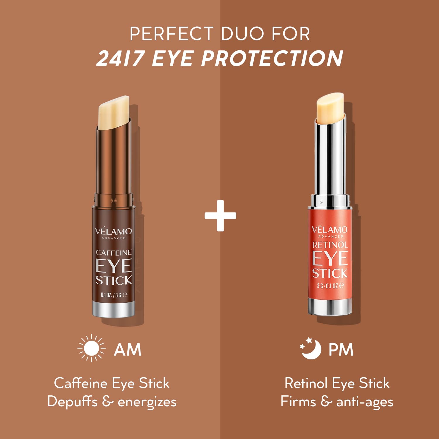 VELAMO ADVANCED Retinol Eye Stick – Renewing & Firming Under-Eye Balm, 2-Pack, Travel-Ready