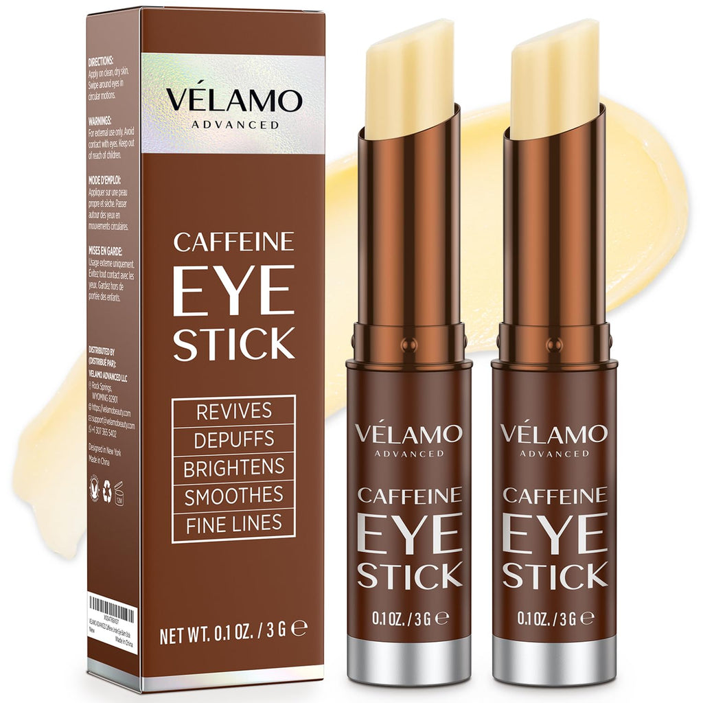 VELAMO ADVANCED Caffeine Eye Stick – Energizing Under-Eye Balm for Dark Circles & Puffiness | Travel-Size, 2 Pcs