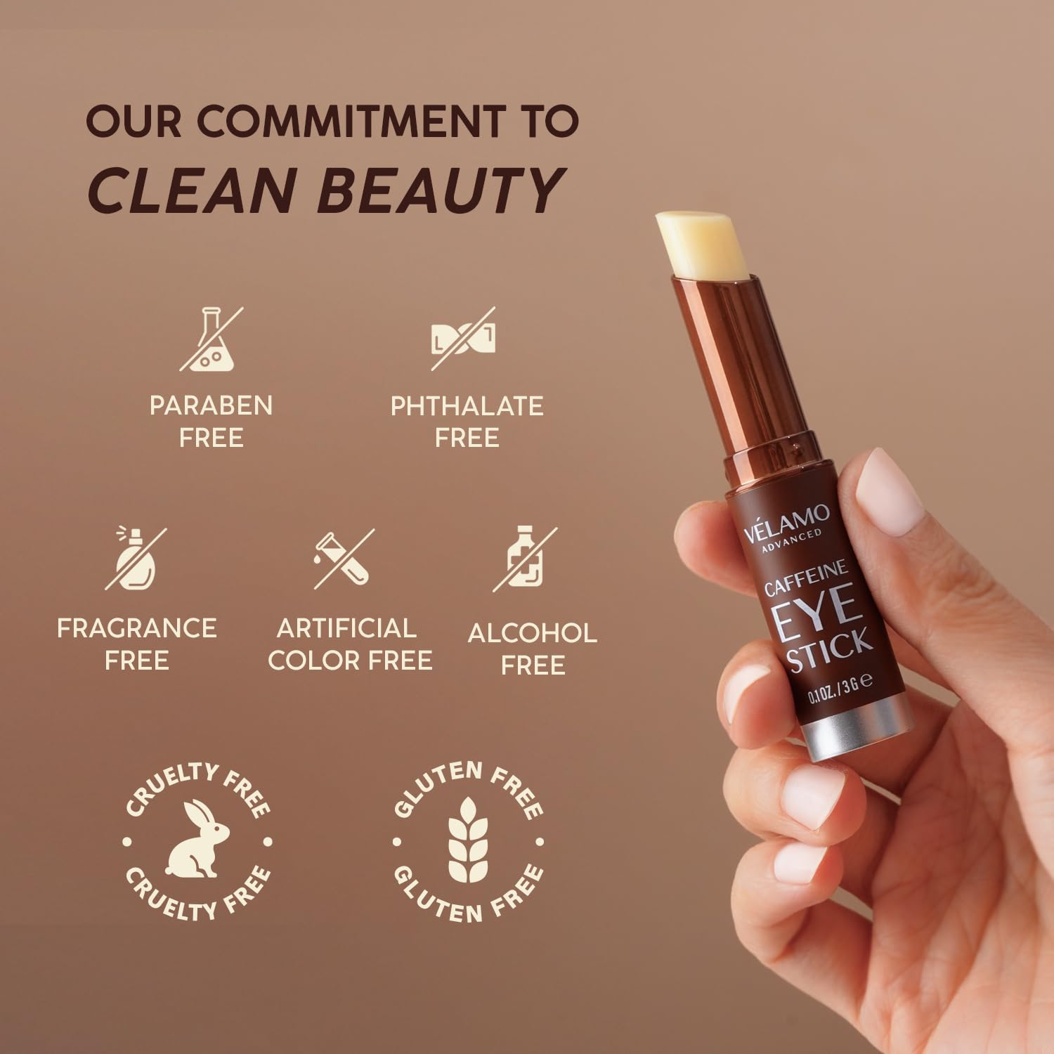 VELAMO ADVANCED Caffeine Eye Stick – Energizing Under-Eye Balm for Dark Circles & Puffiness | Travel-Size, 2 Pcs