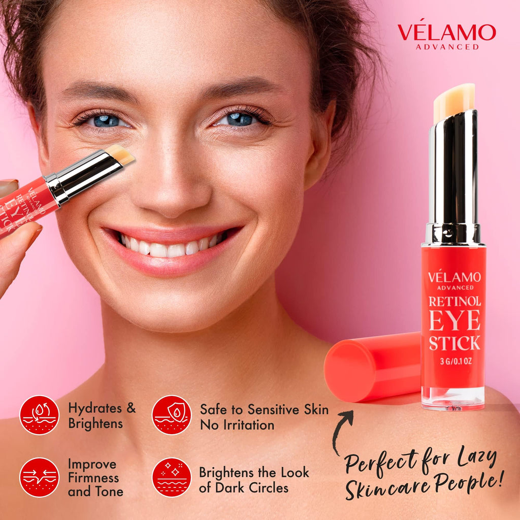 VELAMO ADVANCED Retinol Eye Stick – Renewing & Firming Under-Eye Balm, 2-Pack, Travel-Ready