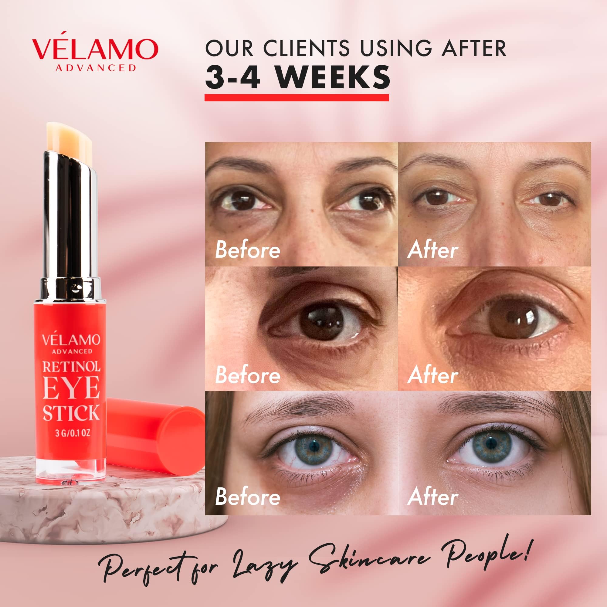 VELAMO ADVANCED Retinol Eye Stick – Renewing & Firming Under-Eye Balm, 2-Pack, Travel-Ready