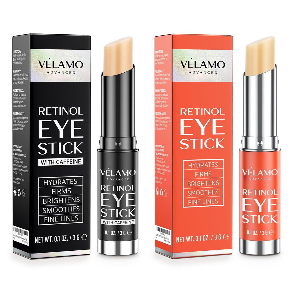 VELAMO ADVANCED Retinol Eye Stick Duo – Energizing Morning Caffeine + Night Renewal for On-the-Go Eyes